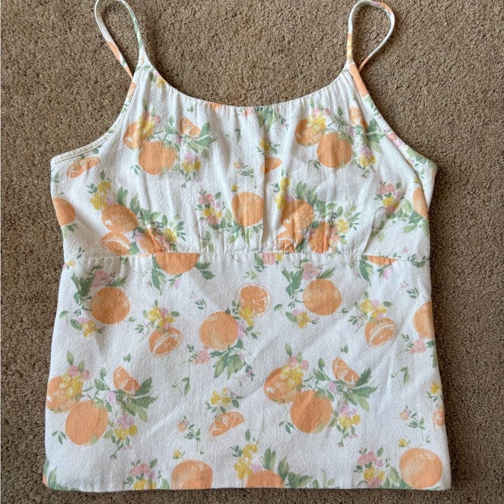 Abercrombie Kids Orange and White Floral Camisole Tank Top